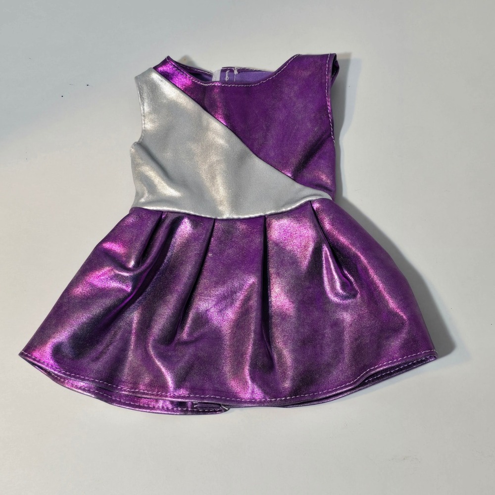 Fits 18" Doll Purple Silver Metallic Skater Dress American Girl Style Outfit